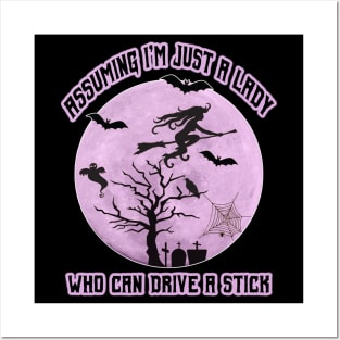 Lady Witch who can Drive a Stick, Funny Halloween Costume Posters and Art